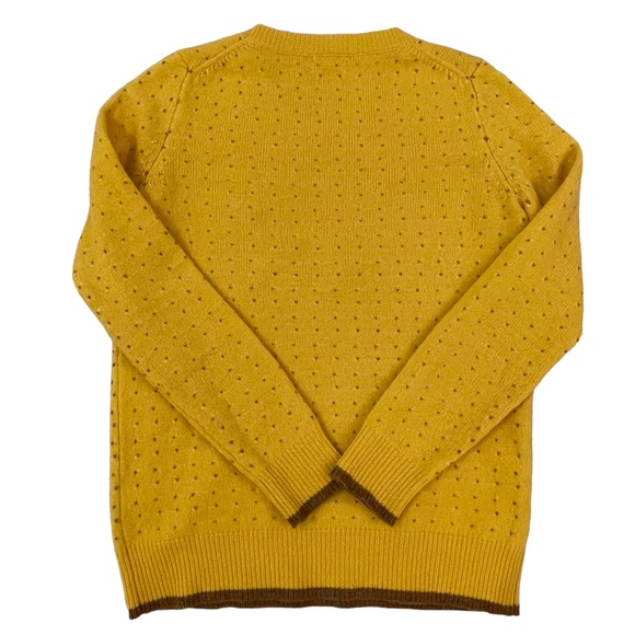 Wallace 100% merino wool crew sweater, yellow, brown, sz S. - Picture 2 of 5